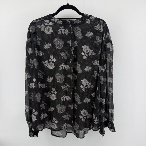 Lane Bryant Tops - Lane Bryant Black Fairy Dot Sheer Ruffle Whimsygoth Blouse Size 22